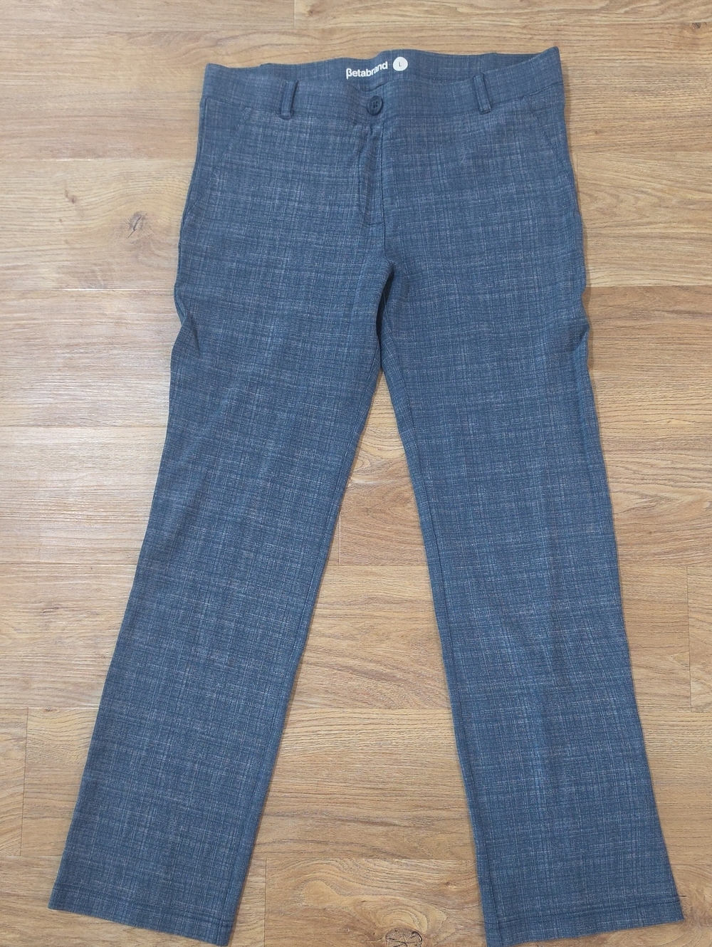 Betabrand Blue Plaid Women's Dress Pants, L